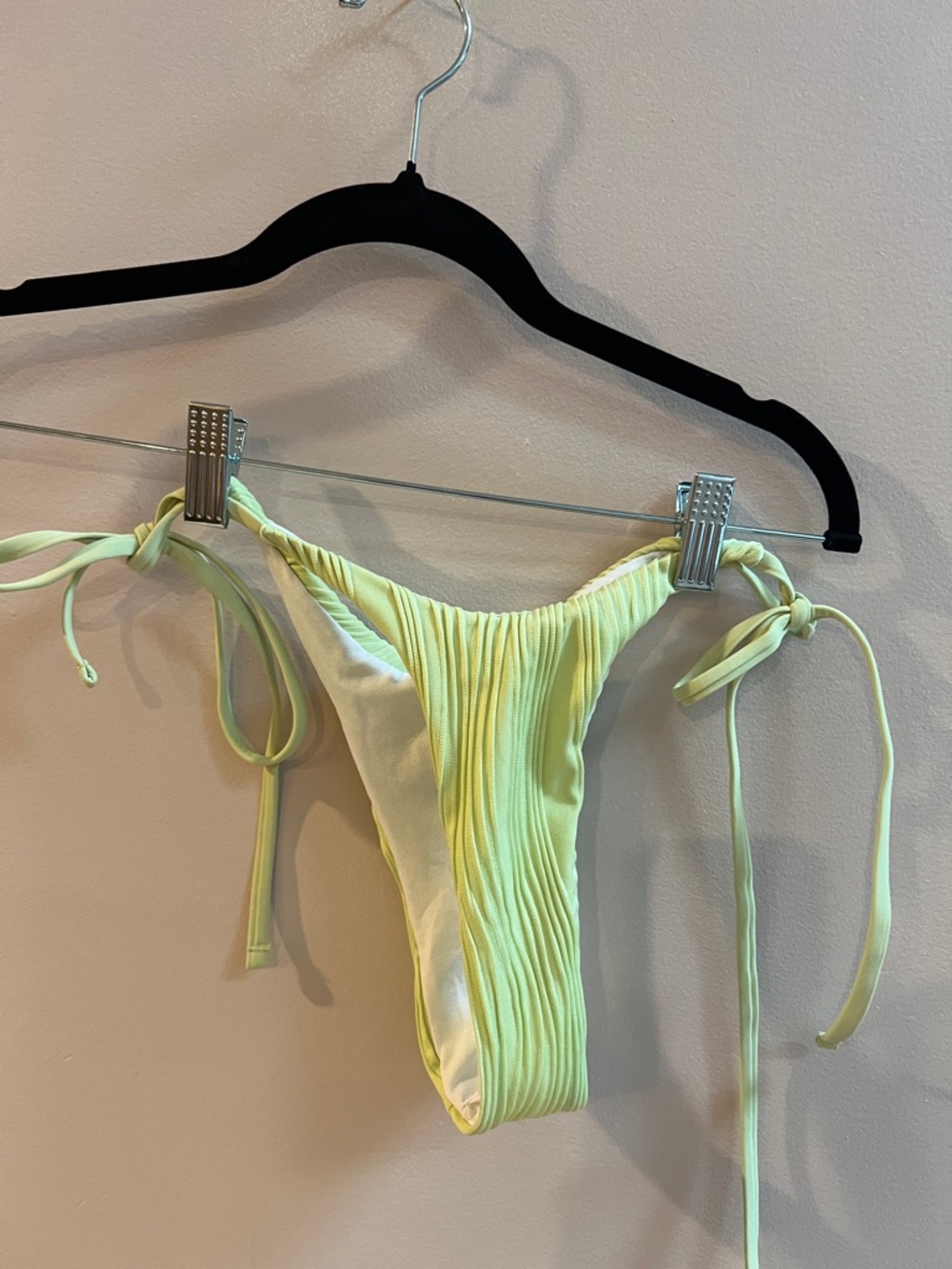 Neon Yellow/Green  Ruched Tie-Side Bikini Bottoms